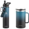 Insulated Water Bottle 24oz (Indigo/Black) + Insulated Coffee Mug 24oz (Indigo/Black)