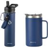 Insulated Water Bottle 24oz (Navy Blue) + Insulated Coffee Mug 24oz (Navy Blue)