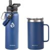 Insulated Water Bottle 40oz (Navy Blue) + Insulated Coffee Mug 24oz (Navy Blue)