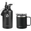 Insulated Water Bottle 64oz (Magic Black) + Insulated Coffee Mug 12oz (Magic Black)