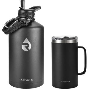 Insulated Water Bottle 128oz (Magic Black) + Insulated Coffee Mug 24oz (Magic Black)