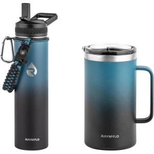 Insulated Water Bottle 24oz (Indigo/Black) + Insulated Coffee Mug 24oz (Indigo/Black)