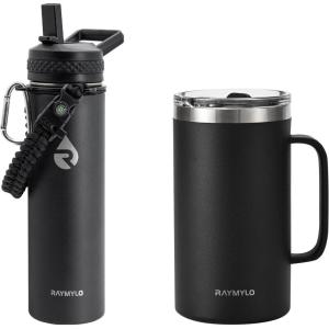 Insulated Water Bottle 24oz (Magic Black) + Insulated Coffee Mug 24oz (Magic Black)