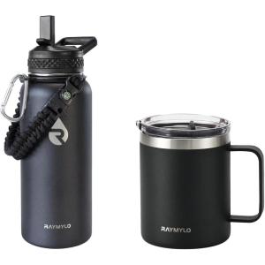 Insulated Water Bottle 32oz (Magic Black) + Insulated Coffee Mug 12oz (Magic Black)