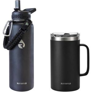Insulated Water Bottle 40oz (Magic Black) + Insulated Coffee Mug 24oz (Indigo/Black)