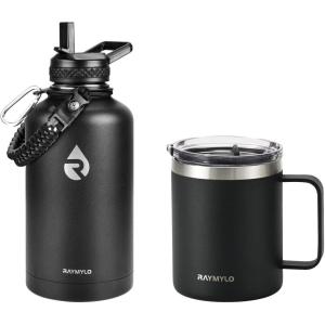 Insulated Water Bottle 64oz (Magic Black) + Insulated Coffee Mug 12oz (Magic Black)