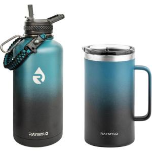Insulated Water Bottle 87oz (Indigo/Black) + Insulated Coffee Mug 24oz (Indigo/Black)