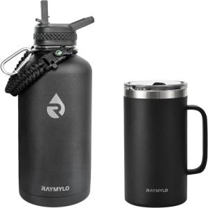 Insulated Water Bottle 87oz (Magic Black) + Insulated Coffee Mug 24oz (Magic Black)