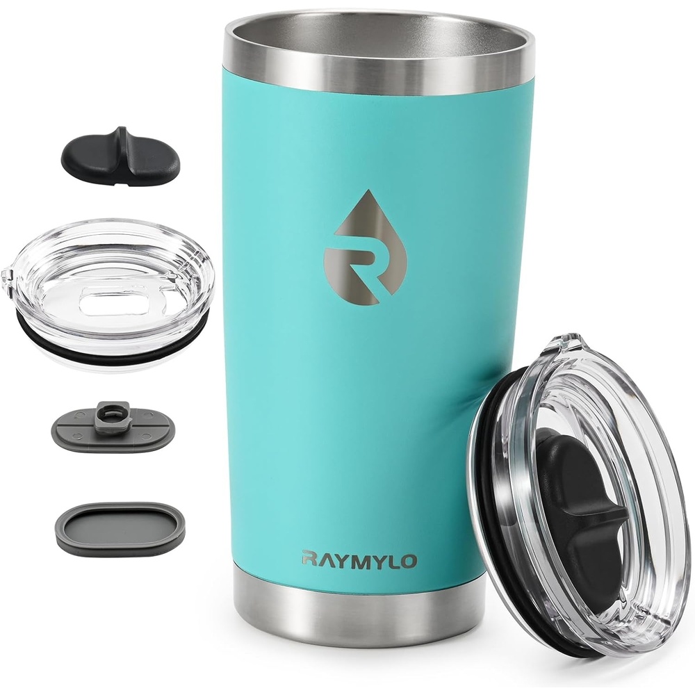 imageRAYMYLO Insulated Travel Coffee Tumbler 20oz Detachable amp SpillProof Slider Lid for Thorough Clean Stainless Steel Reusable Coffee Mug with Lid Fits Most Car Cup Holder amp BPA FreeSeafoam
