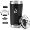 RAYMYLO Insulated Travel Coffee Tumbler 20oz, Detachable & Spill-Proof Slider Lid for Thorough Clean, Stainless Steel Reusable Coffee Mug with Lid Fits Most Car Cup Holder & BPA Free(Magic Black)