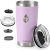 RAYMYLO Insulated Travel Coffee Tumbler 20oz, Detachable & Spill-Proof Slider Lid for Thorough Clean, Stainless Steel Reusable Coffee Mug with Lid Fits Most Car Cup Holder & BPA Free(Light Purple)