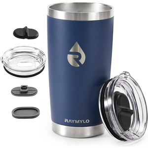 RAYMYLO Insulated Travel Coffee Tumbler 20oz, Detachable & Spill-Proof Slider Lid for Thorough Clean, Stainless Steel Reusable Coffee Mug with Lid Fits Most Car Cup Holder & BPA Free(Navy Blue)
