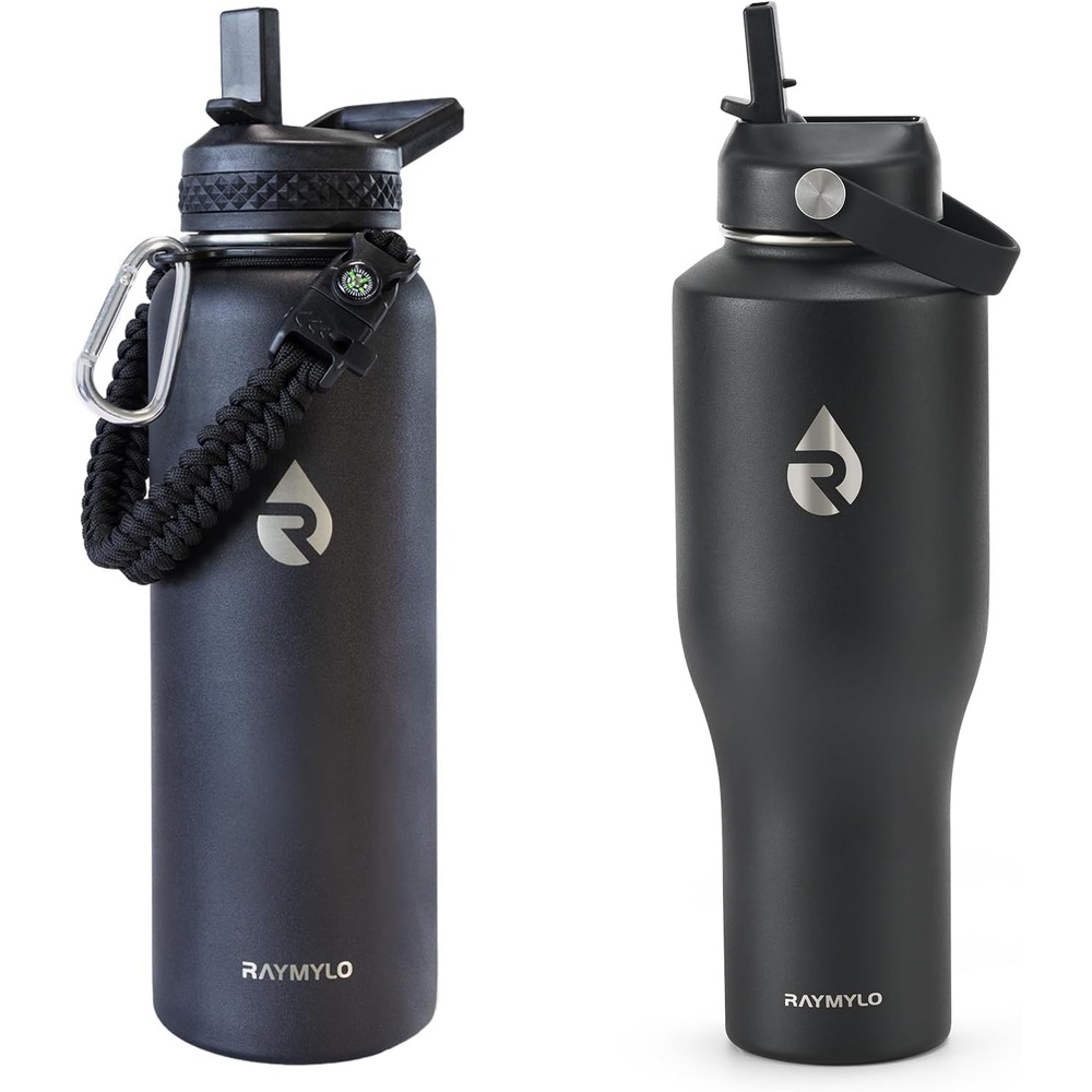 image:imageRAYMYLO 40oz Water Bottle Insulated Black 40oz Insulated Water Bottle for Car Black