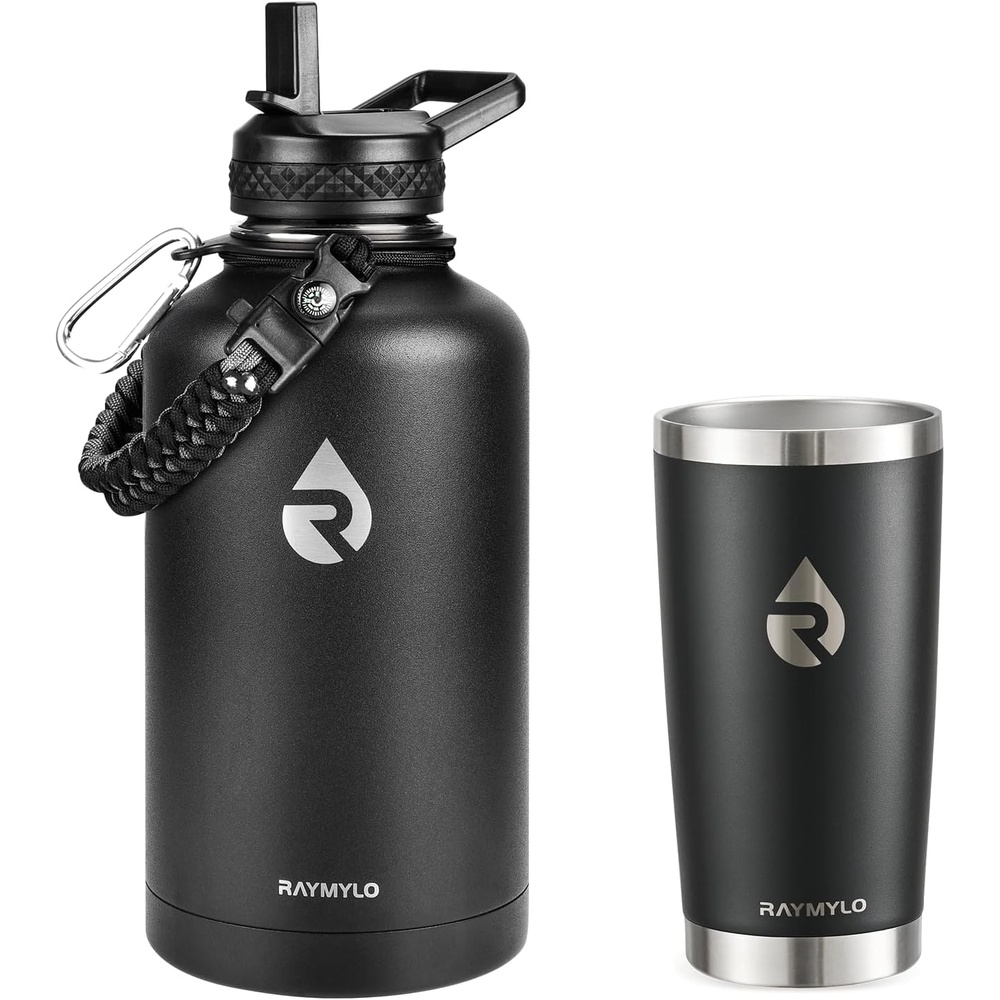 image:imageRAYMYLO Insulated Water Bottle 64 oz bundle with 20 oz Coffee Tumbler Triple Wall Vacuum Stainless Steel Leak Proof amp NonBPA