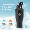 RAYMYLO 40oz Water Bottle Insulated (Black) + 40oz Insulated Water Bottle for Car (Black)