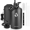 RAYMYLO Insulated Water Bottle 128oz (Magic Black) + Insulated Water Bottle with Handle for Car 40oz (Magic Black)