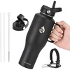 RAYMYLO Insulated Water Bottle 128oz (Magic Black) + Insulated Water Bottle with Handle for Car 40oz (Magic Black)