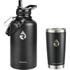 RAYMYLO Insulated Water Bottle 128 oz bundle with 20 oz Coffee Tumbler, Triple Wall Vacuum Stainless Steel, Leak Proof & Non-BPA,