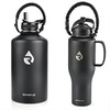 RAYMYLO Insulated Water Bottle 128oz (Magic Black) + Insulated Water Bottle with Handle for Car 40oz (Magic Black)