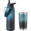 RAYMYLO Insulated Water Bottle 40 oz bundle with 20 oz Coffee Tumbler, Triple Wall Vacuum Stainless Steel, Leak Proof & Non-BPA,