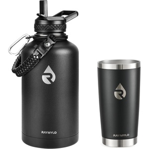 RAYMYLO Insulated Water Bottle 128 oz bundle with 20 oz Coffee Tumbler, Triple Wall Vacuum Stainless Steel, Leak Proof & Non-BPA,