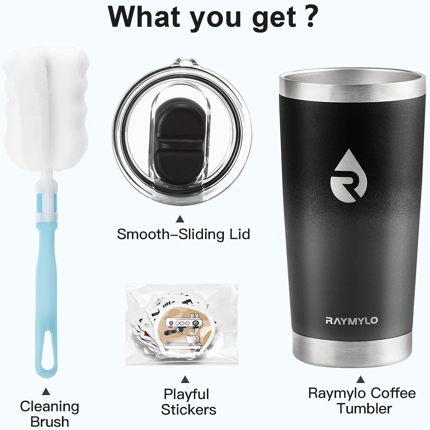 image:imageRAYMYLO Insulated Travel Coffee Tumbler 20oz Detachable amp SpillProof Slider Lid for Thorough Clean Stainless Steel Reusable Coffee Mug with Lid Fits Most Car Cup Holder amp BPA Free Pack of 2Dark Gray