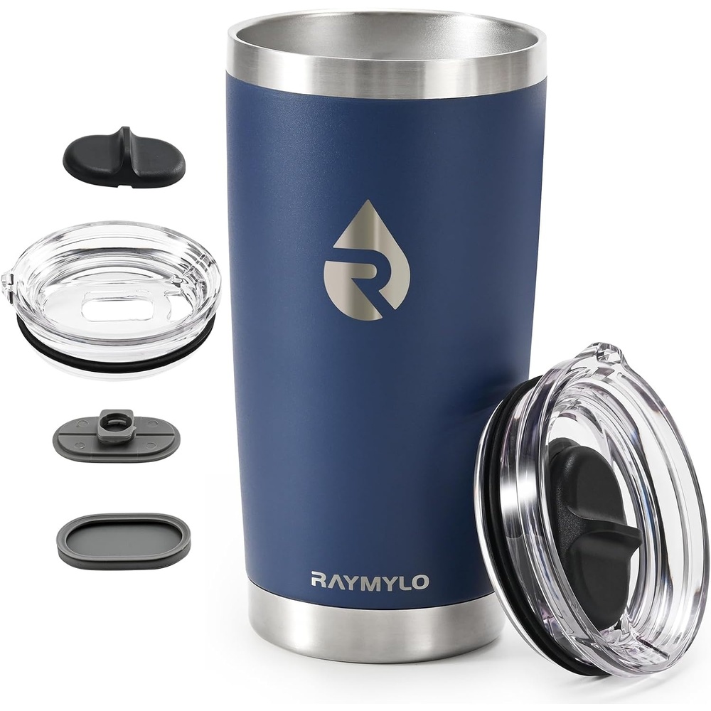 image:imageRAYMYLO Insulated Travel Coffee Tumbler 20oz Detachable amp SpillProof Slider Lid for Thorough Clean Stainless Steel Reusable Coffee Mug with Lid Fits Most Car Cup Holder amp BPA Free Pack of 2Navy Blue