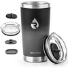 RAYMYLO Insulated Travel Coffee Tumbler 20oz, Detachable & Spill-Proof Slider Lid for Thorough Clean, Stainless Steel Reusable Coffee Mug with Lid Fits Most Car Cup Holder & BPA Free (Pack of 2)(Dark Gray)