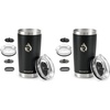 RAYMYLO Insulated Travel Coffee Tumbler 20oz, Detachable & Spill-Proof Slider Lid for Thorough Clean, Stainless Steel Reusable Coffee Mug with Lid Fits Most Car Cup Holder & BPA Free (Pack of 2)(Black)