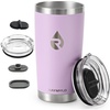 RAYMYLO Insulated Travel Coffee Tumbler 20oz, Detachable & Spill-Proof Slider Lid for Thorough Clean, Stainless Steel Reusable Coffee Mug with Lid Fits Most Car Cup Holder & BPA Free (Pack of 2)(Light Purple)