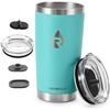 RAYMYLO Insulated Travel Coffee Tumbler 20oz, Detachable & Spill-Proof Slider Lid for Thorough Clean, Stainless Steel Reusable Coffee Mug with Lid Fits Most Car Cup Holder & BPA Free (Pack of 2)(Seafoam)