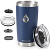 RAYMYLO Insulated Travel Coffee Tumbler 20oz, Detachable & Spill-Proof Slider Lid for Thorough Clean, Stainless Steel Reusable Coffee Mug with Lid Fits Most Car Cup Holder & BPA Free (Pack of 2)(Navy Blue)
